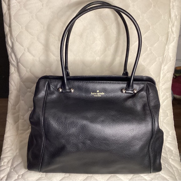 Kate Spade large black pebbled leather shoulder bag with gold hardware - Picture 1 of 9